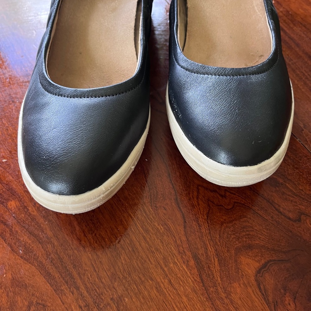 Vionic Jacey Black Leather Suede Wedge Slip On Sneakers Womens Size 9 Orthotic - Picture 2 of 8